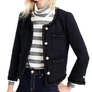 J.Crew Black Cropped Wool Jacket w/ Gold Buttons